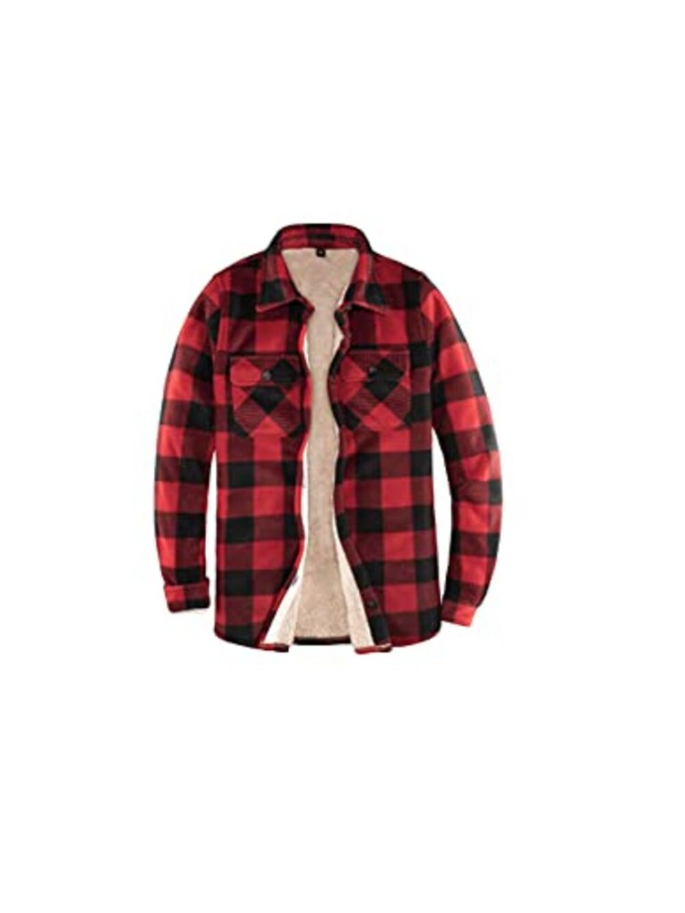 Sherpa Fleece Lined Plaid Flannel Shirt Jacket Warm Button Up